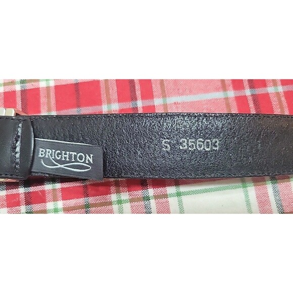 Brighton Black Leather Belt Silver Buckle Vintage Size Small 35603 main image 10